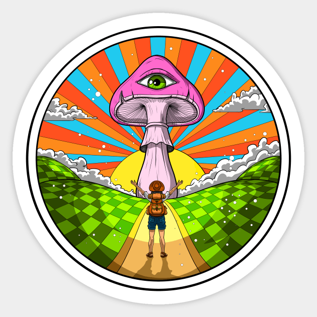 Hippie Magic Mushroom Sticker by underheaven